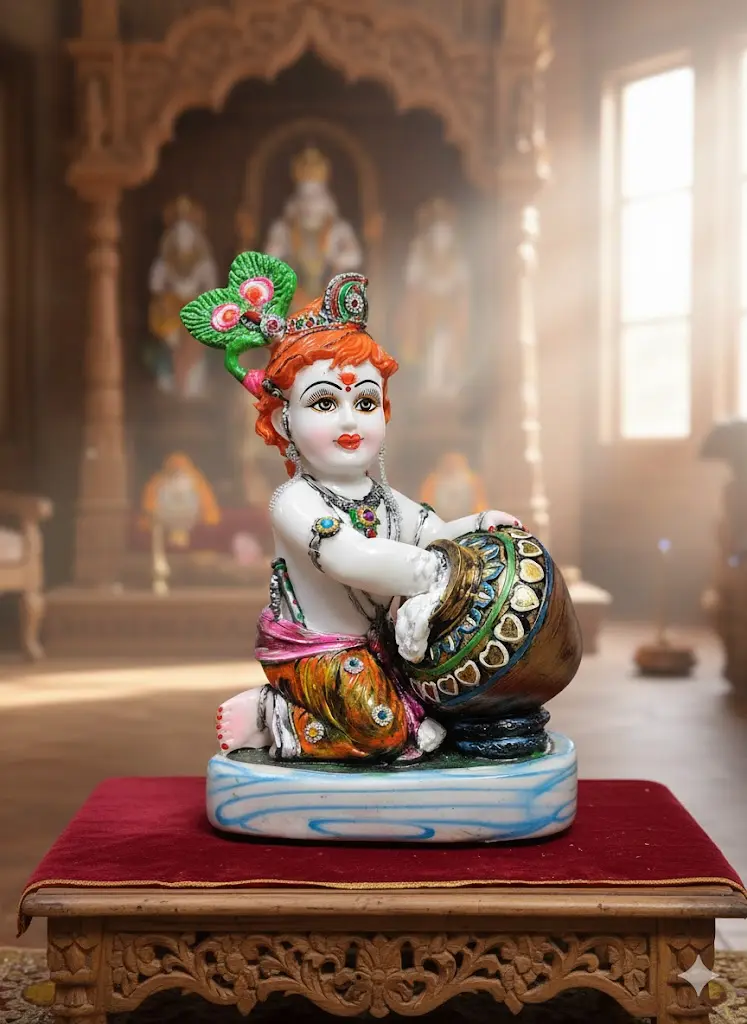 [DMKST02] Baby Krishna Marble Dust Idol