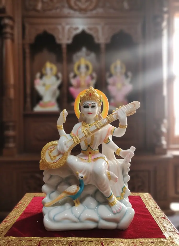 Goddess Saraswati marble dust idol