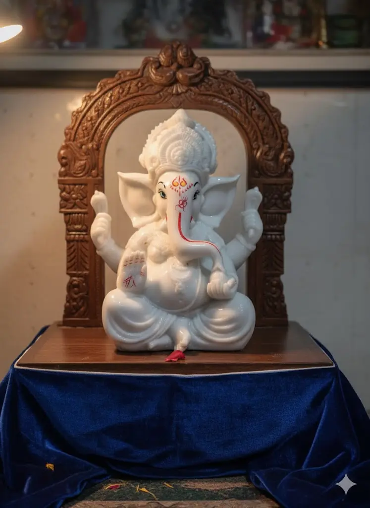 [DMGST02] white marble Lord Ganesha idol