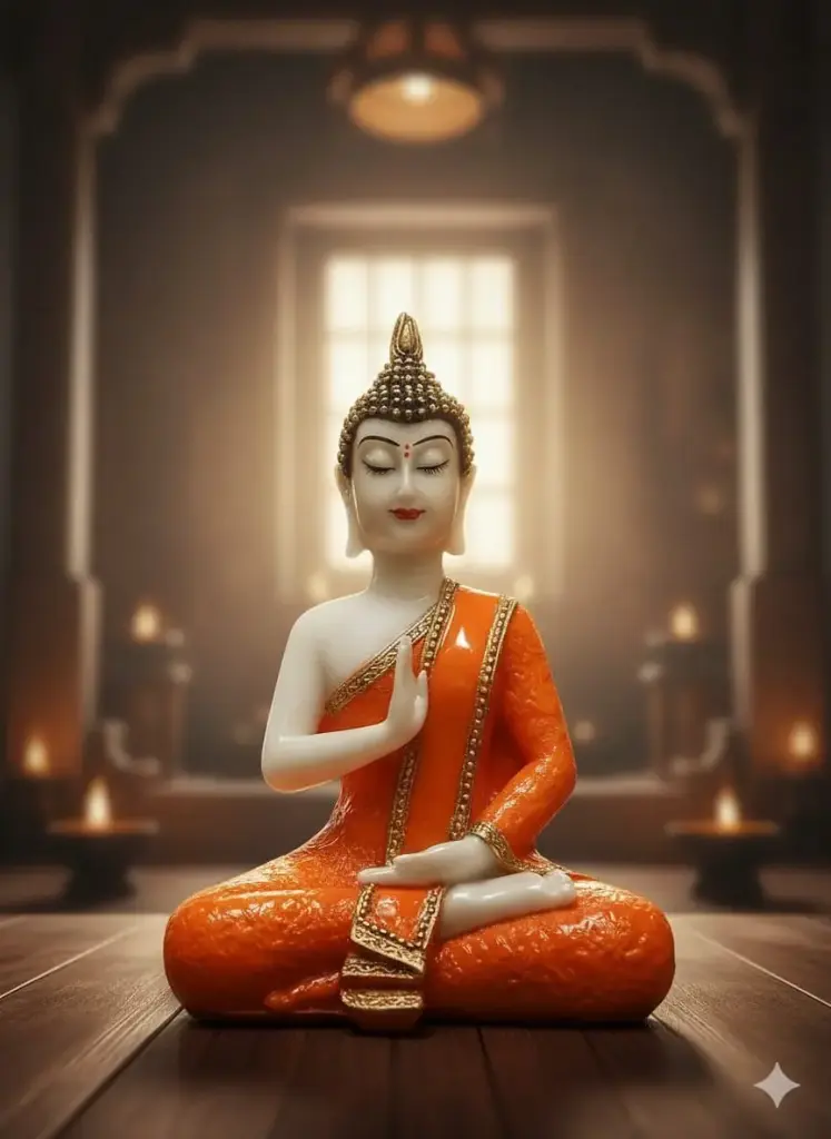 Lord Buddha Marble Dust Idol- 6 inch