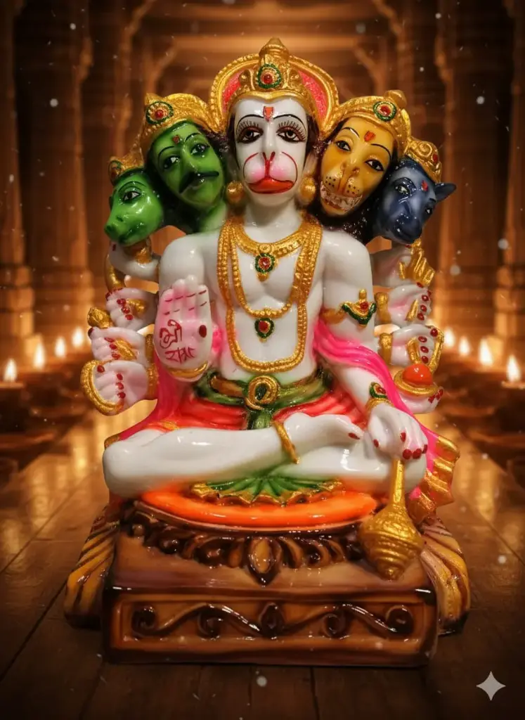 anchmukhi Hanuman Marble Dust Idol - 14 inch