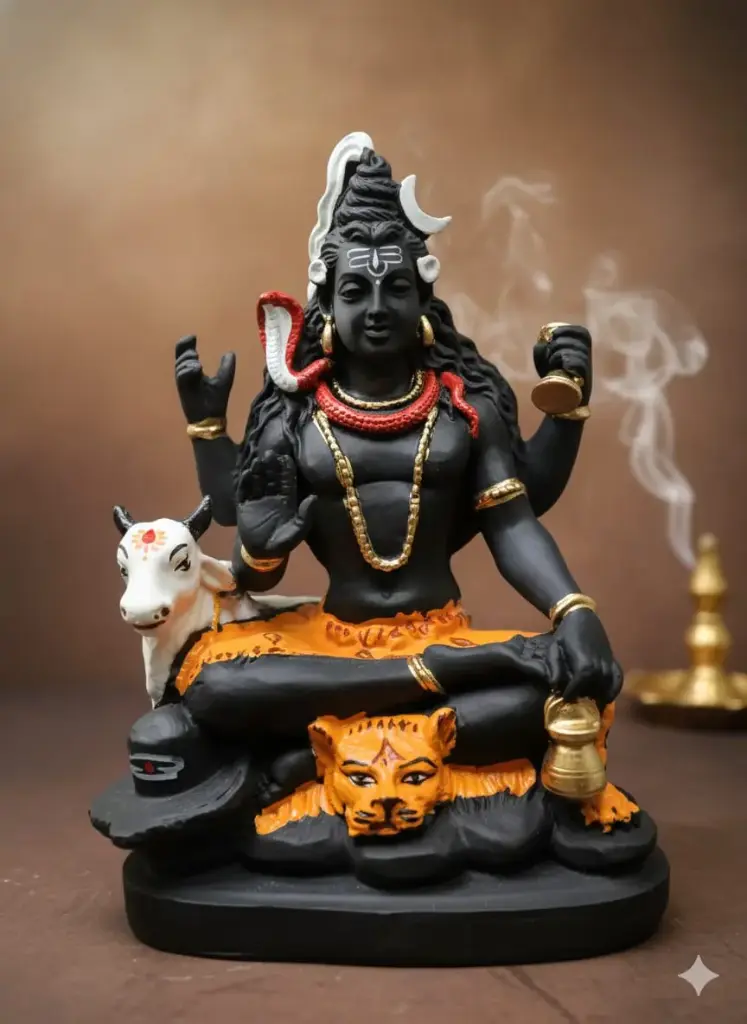 Lord Shiva Black Marble Dust Idol - 10 inch